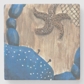 Crab and Starfish Stone Coaster