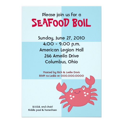 CRAB BOIL Seafood Party 5x7 Birthday Baby Shower Invitations