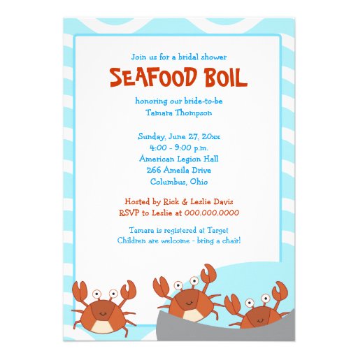 CRAB BOIL Seafood Party Bridal Shower Invitation