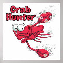 crab hunter cute scared crab design print