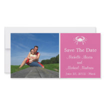 Crab Save The Date Photocard (Dark Pink) Photo Greeting Card
