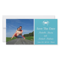 Crab Save The Date Photocard (Medium Blue) Photo Card Template