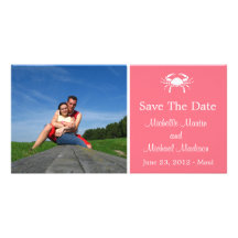 Crab Save The Date Photocard (Salmon) Photo Card Template