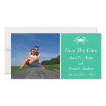 Crab Save The Date Photocard (Teal) Personalized Photo Card