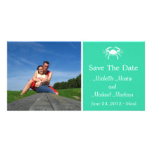 Crab Save The Date Photocard (Teal) Personalized Photo Card
