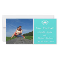 Crab Save The Date Photocard (Turquoise) Custom Photo Card