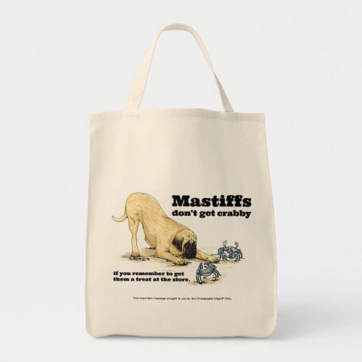 Crabby Mastiff Grocery Tote Canvas Bags