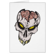 cracked brain skull card