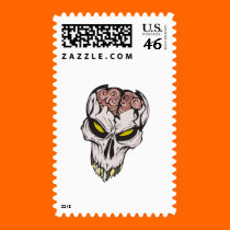 cracked brain skull postage
