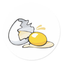 cracked egg round stickers