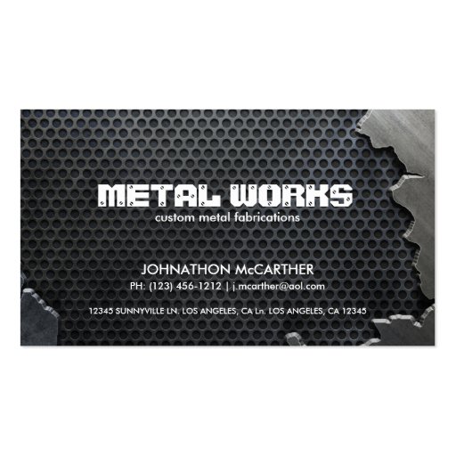 Cracked Metal and Mesh Business Card (front side)