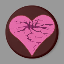 cracked pink heart magnets
