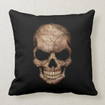 Cracked Skull Emerging From Darkness Throw Pillows