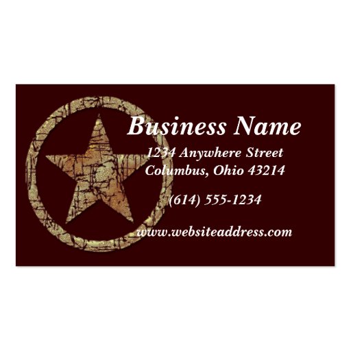 Cracked Western Star/Badge Business Cards (front side)