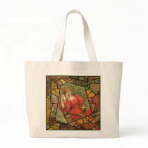 Crackle Tile - Lady in Red Tote Bags