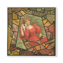Crackle Tile - Lady in Red Fridge Magnets