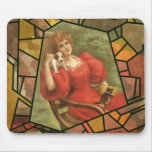 Crackle Tile - Lady in Red Mousepad