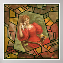 Crackle Tile - Lady in Red Print