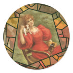 Crackle Tile - Lady in Red Sticker