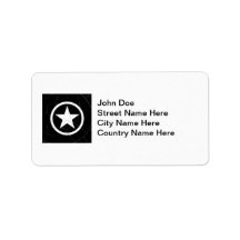 Crackled Black and White Army Star Custom Address Labels