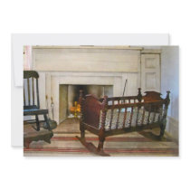 Cradle Near Fireplace invitations