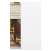 Cradle Near Fireplace Custom Stationery