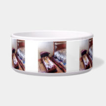 Cradle With Quilt Dog Food Bowl