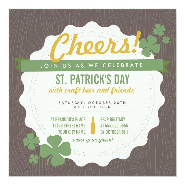 Craft Beer St. Patrick's Day Invite (front side)