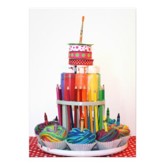 "Craft Cake" Birthday Party Invitation