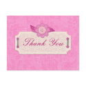 Craft Style Pink Thank You Card postcards by mariannegilliand Craft Style Pink Thank You Card postcards
