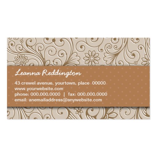 Crafters Floral Handmade Business Card Templates (back side)