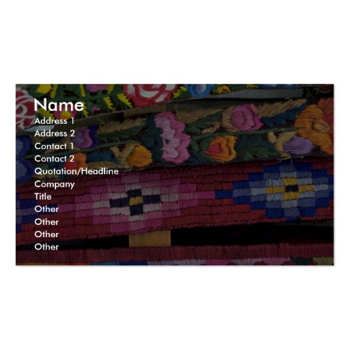 Crafts, Chichicastenango, Guatemala Business Card Template (front side)