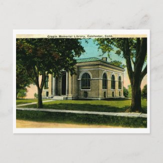 Cragin Library, Colchester CT Vintage zazzle_postcard