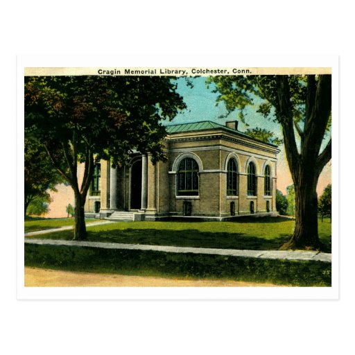 Cragin Library, Colchester CT Vintage Postcard Zazzle