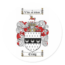 CRAIG FAMILY CREST - CRAIG COAT OF ARMS stickers by heraldics CRAIG FAMILY CREST - CRAIG COAT OF ARMS stickers