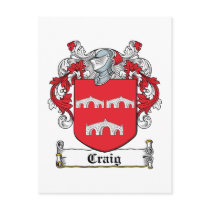 Craig Family Crest postcards