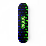 Craig skateboard green fire and flames design