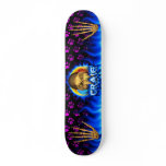 Craig skull blue fire and flames skateboard design