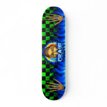 Craig skull blue fire and flames skateboard design