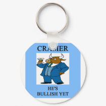 cramer  stock market investing joke keychains