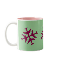 Cranberry Airplane Snowflake mugs