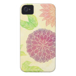 Cranberry & Orange Floral Print iPhone 4 Case