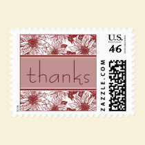 Cranberry Sunflower Thank You Wedding Stamp stamps