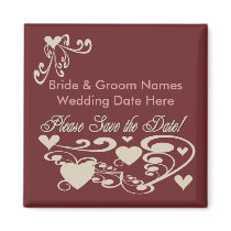 Cranberry with Hearts Save the Date Magnet