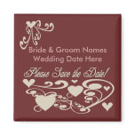 Cranberry with Hearts Save the Date Magnet