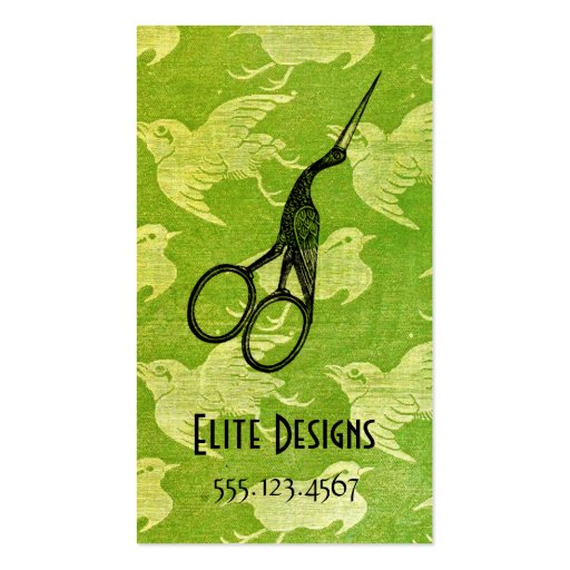 crane asian vintage hair stylist scissors green business card templates