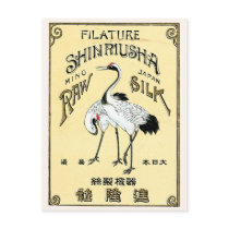 Crane Birds Vintage Japanese Silk Label Post Cards