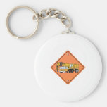 Crane Cartoon Construction Sign Keychains