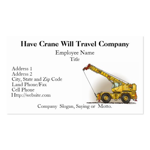 Crane Construction Business Cards