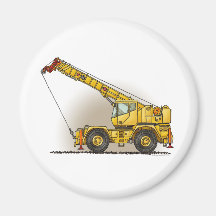 Crane Construction Equipment Round Magnet